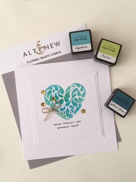 Create an easy card focal with a stencil and Altenew inks.